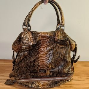 Large faux snake print bag